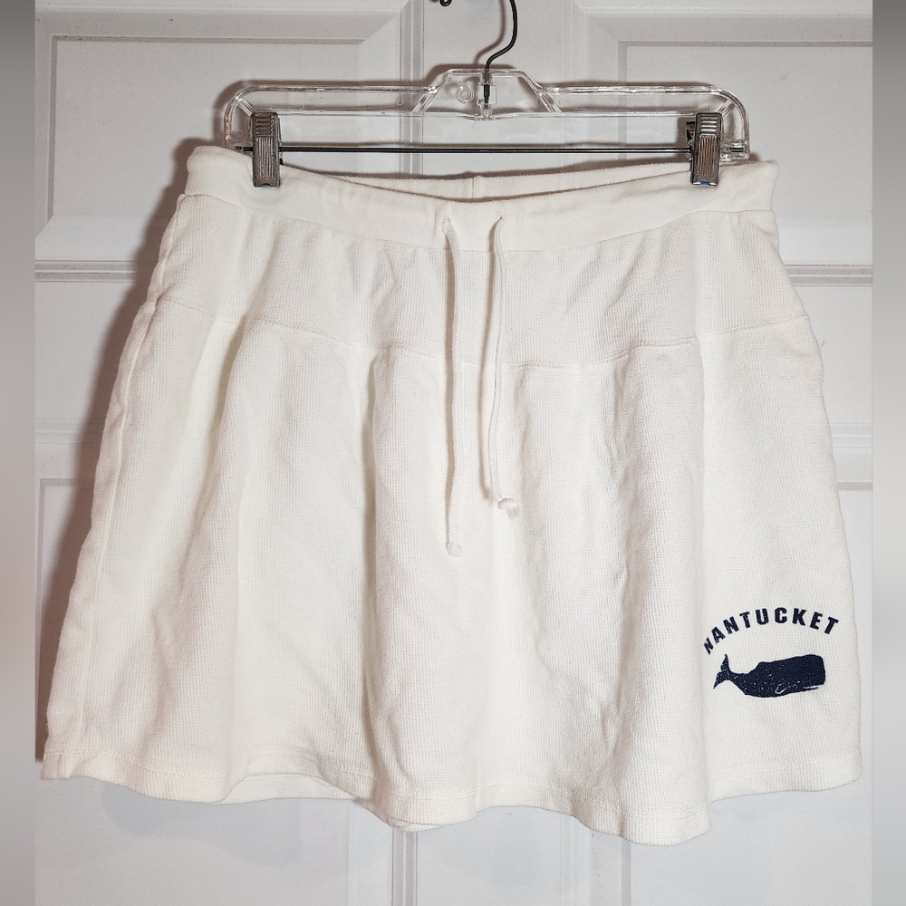 Breezin Up White And Blue Cotton Nantucket Stretch Skirt Large